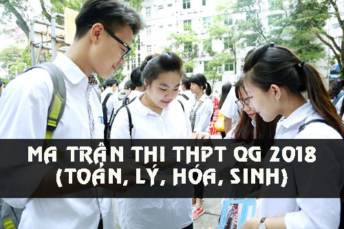 Ma trận thi THPT QG 2018 - Các môn Toán, Lý, Hóa, Sinh