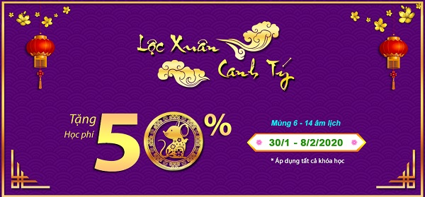 Ưu đãi lộc xuân 50% học phí